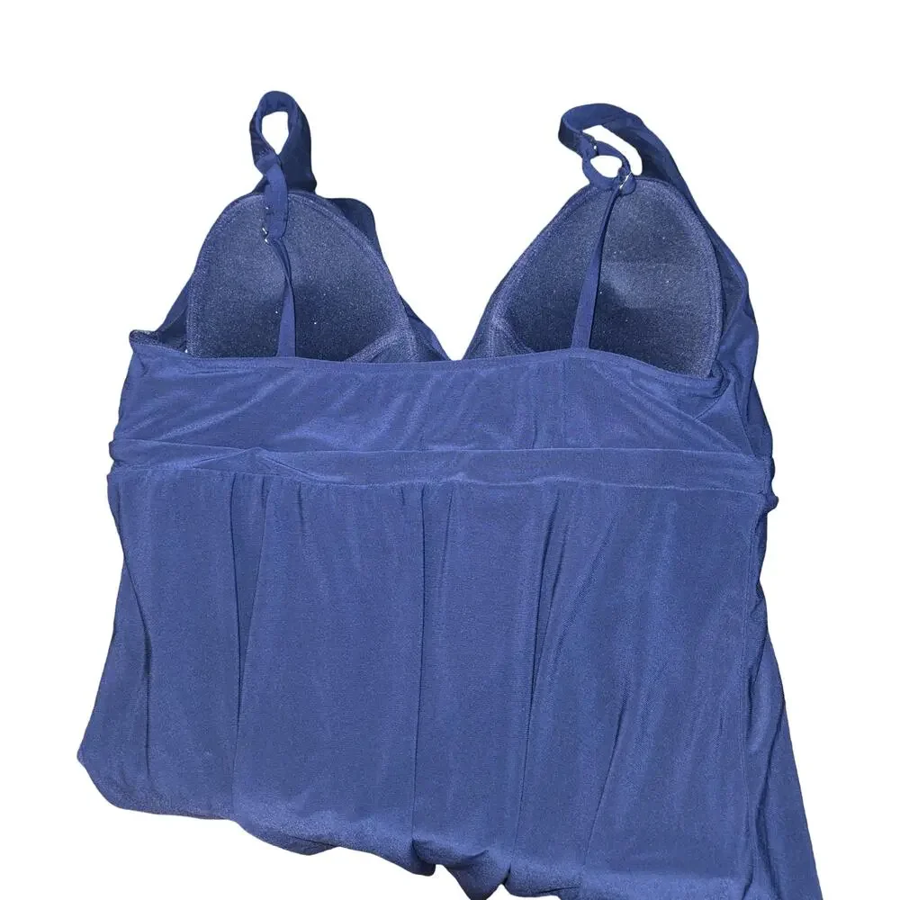 Aqua Green Swim Navy Blue Swimsuit Dress‎ Size: XL